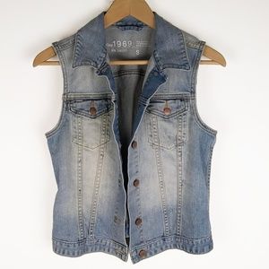 GAP | 1969 Distressed Light Blue Jean Vest | Sz S
